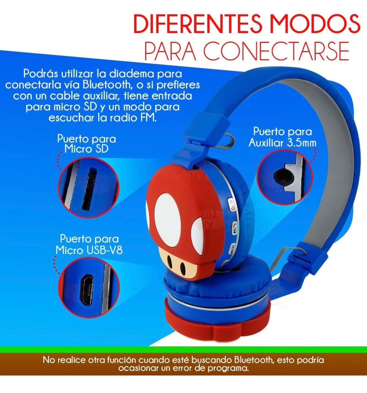 Audífonos Mario Bros Bluetooth