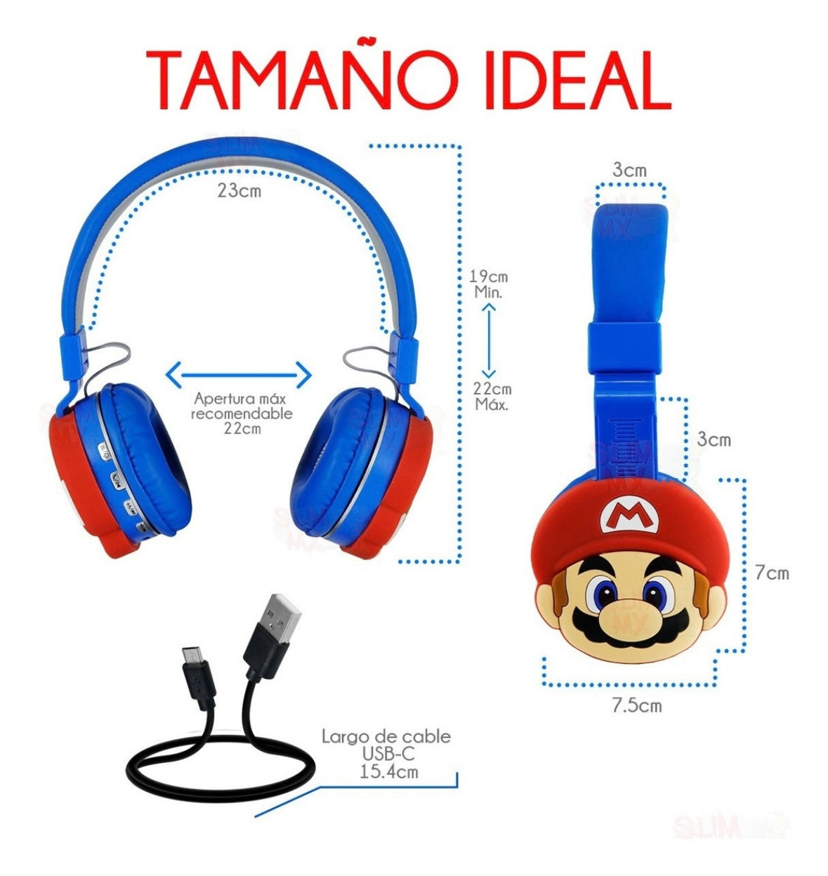 Audífonos Mario Bros Bluetooth