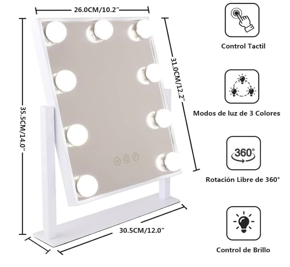 Espejo LED para Tocador Broadway 9 Focos