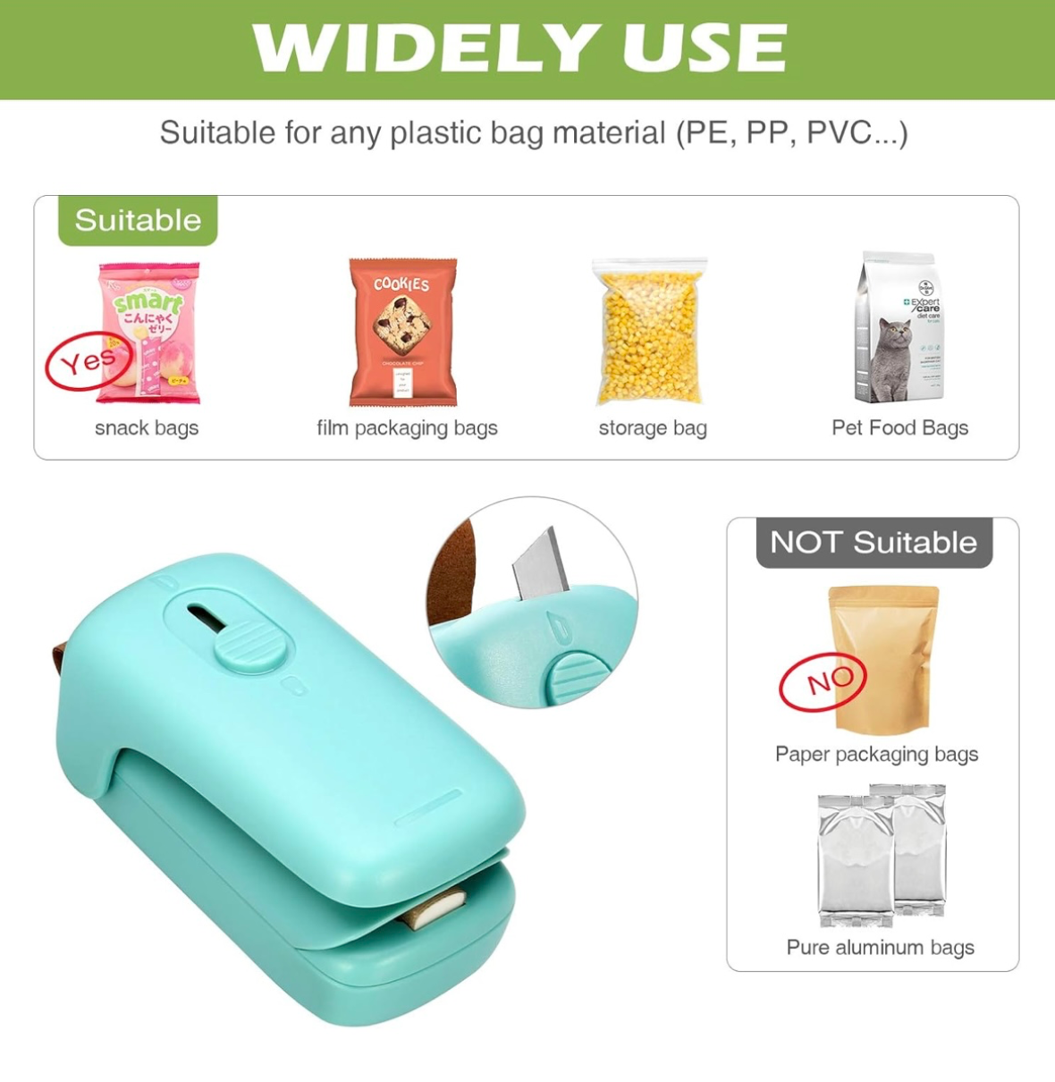 Mini Sellador de Bolsas 2 en 1